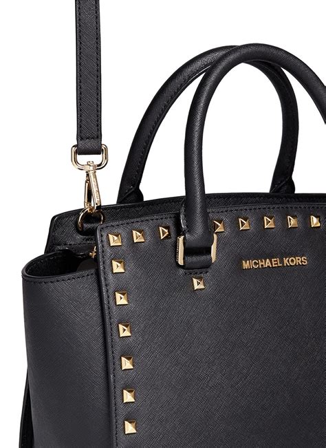 michael kors selma micro stud satchel medium|Selma Medium Studded Leather Satchel .